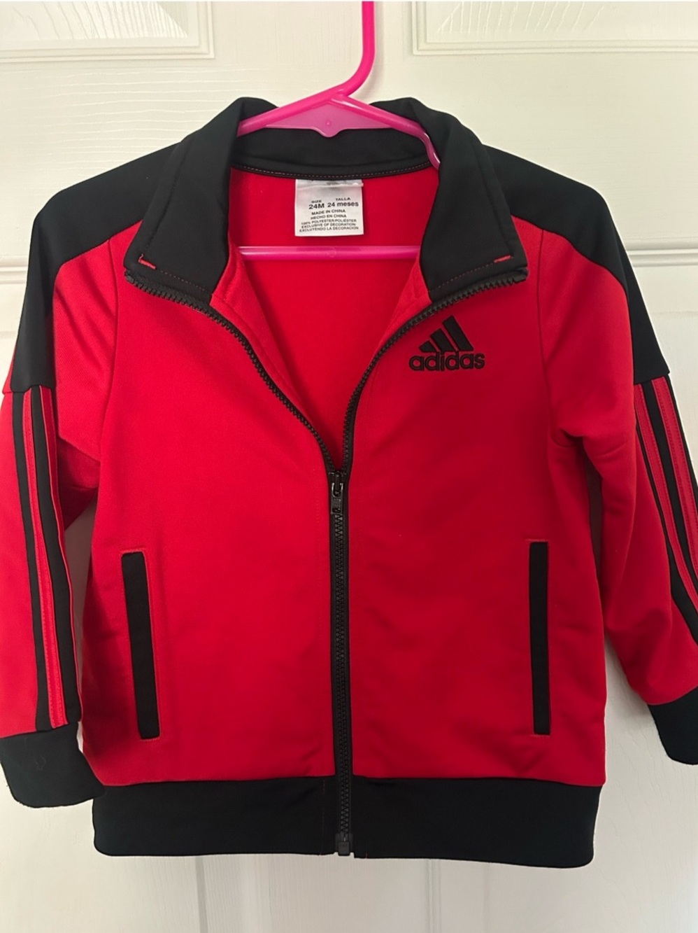 Baby Boys, adidas, Track Jacket, 24M, Red & Black , Zip Up, Like New